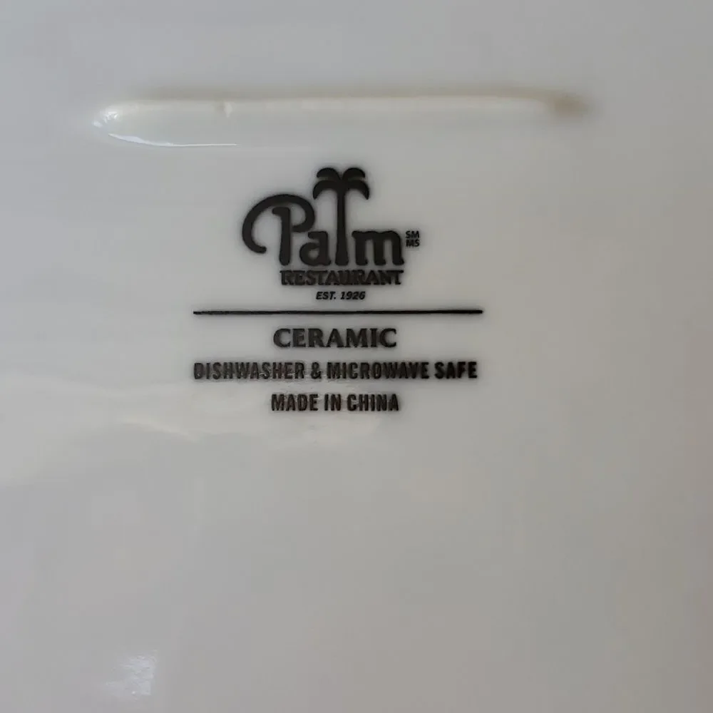 Palm Restaurant White Square Dinner Plate set of 2 9.75